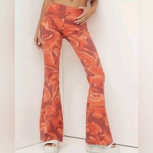 Free People We The Free Penny Pull On Flare Denim Jean Size 28 Orange Swirl